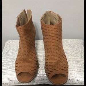 Open toe Chinese Laundry ankle suede boots